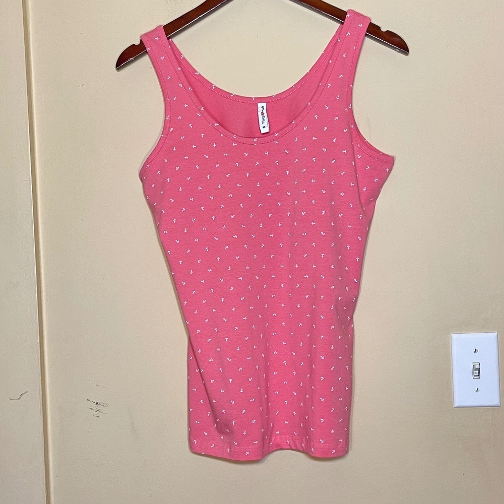 Pink Tank Top with Navy Anchor